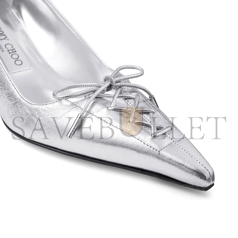 JIMMY CHOO SCARLETT 50 SILVER VINTAGE METALLIC LEATHER PUMPS SCARLETT50BYK JIMMY CHOO SCARLETT 50 SILVER VINTAGE METALLIC LEATHER PUMPS SCARLETT50BYK